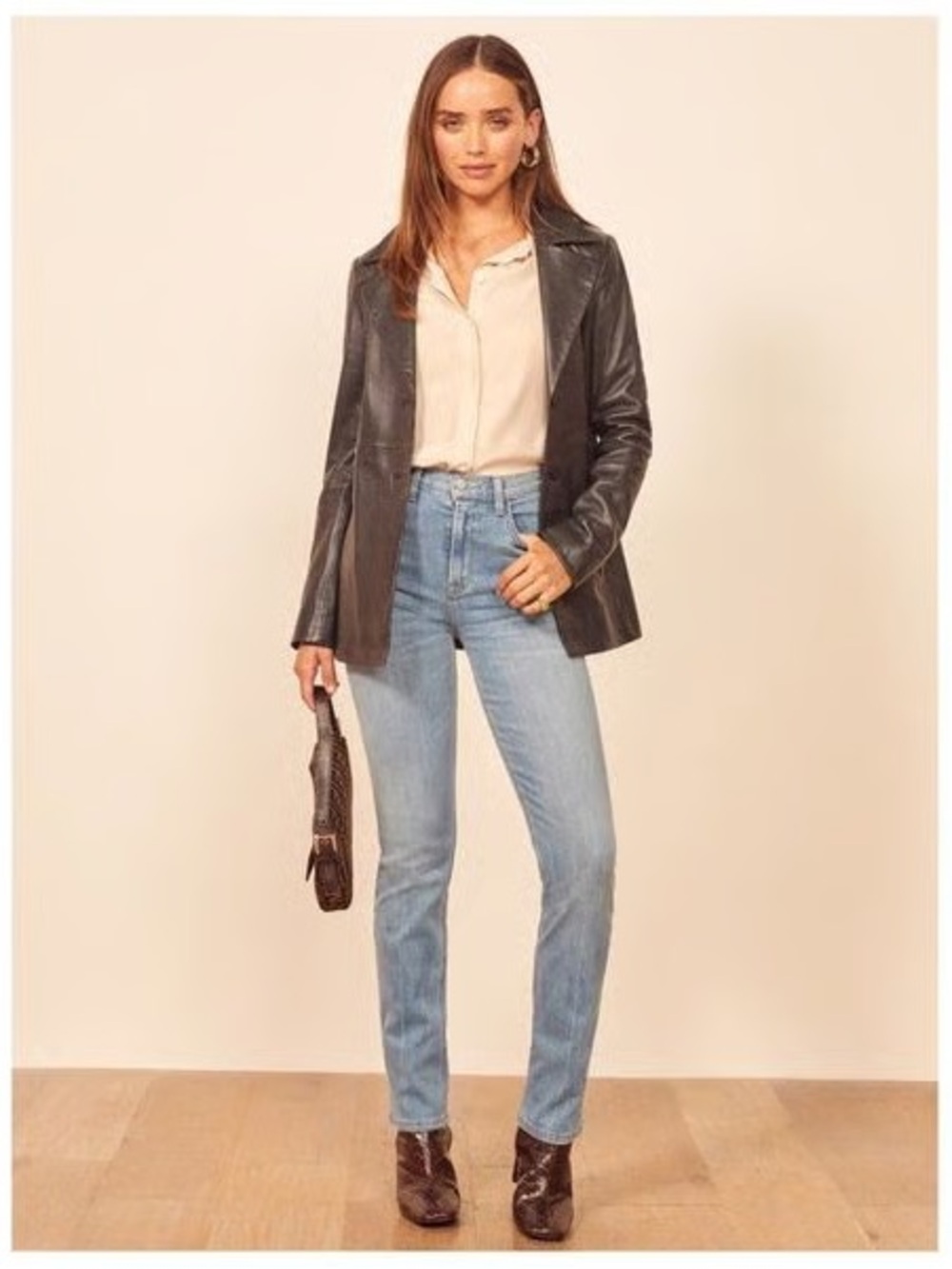 Reformation Audrey High Rise Straight Leg Jeans Light Wash